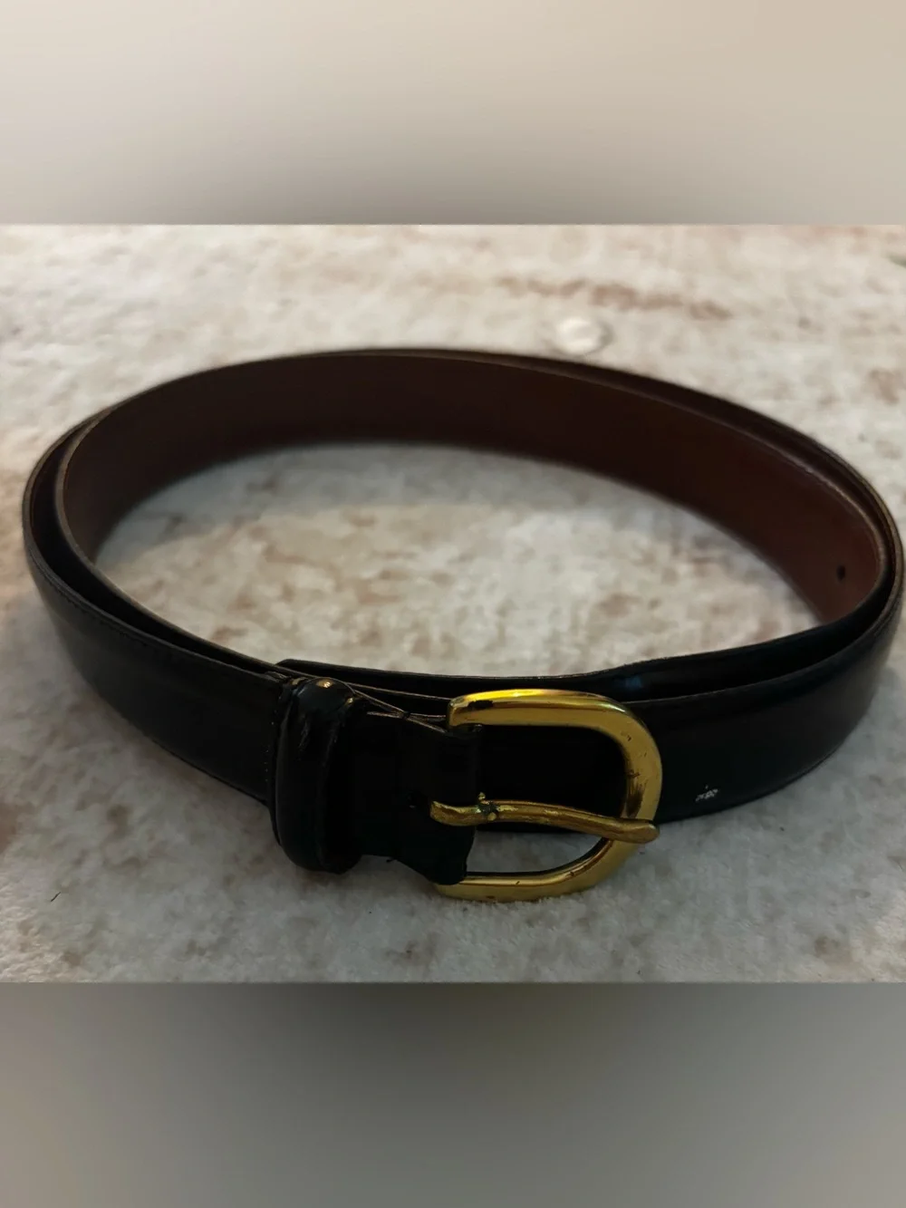 Vintage Coach Leather Belt Black Gold Tone Buckle Size 44 Made in Costa Rica